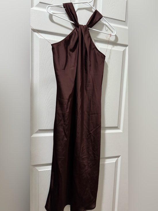 a new day Dresses & Skirts - a new day Chocolate Brown Satin Dress